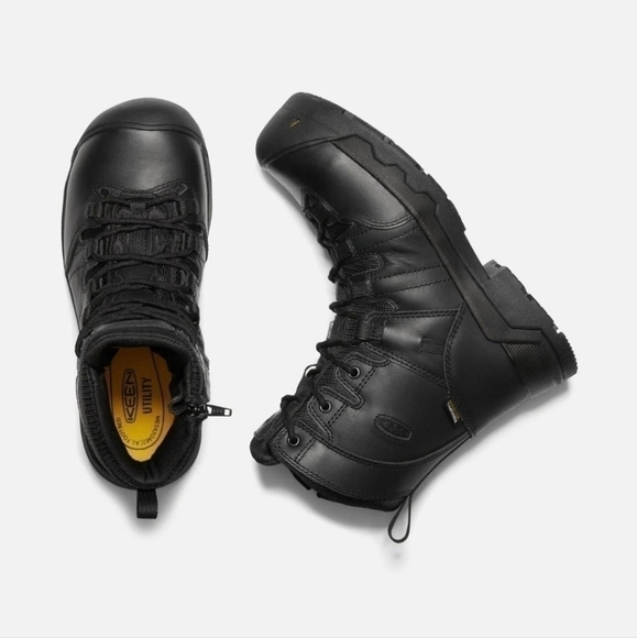 KEEN-  Black Premium Leather waterproof Safety toe Work Boots Comfort Zip Sz.7 - Picture 4 of 7